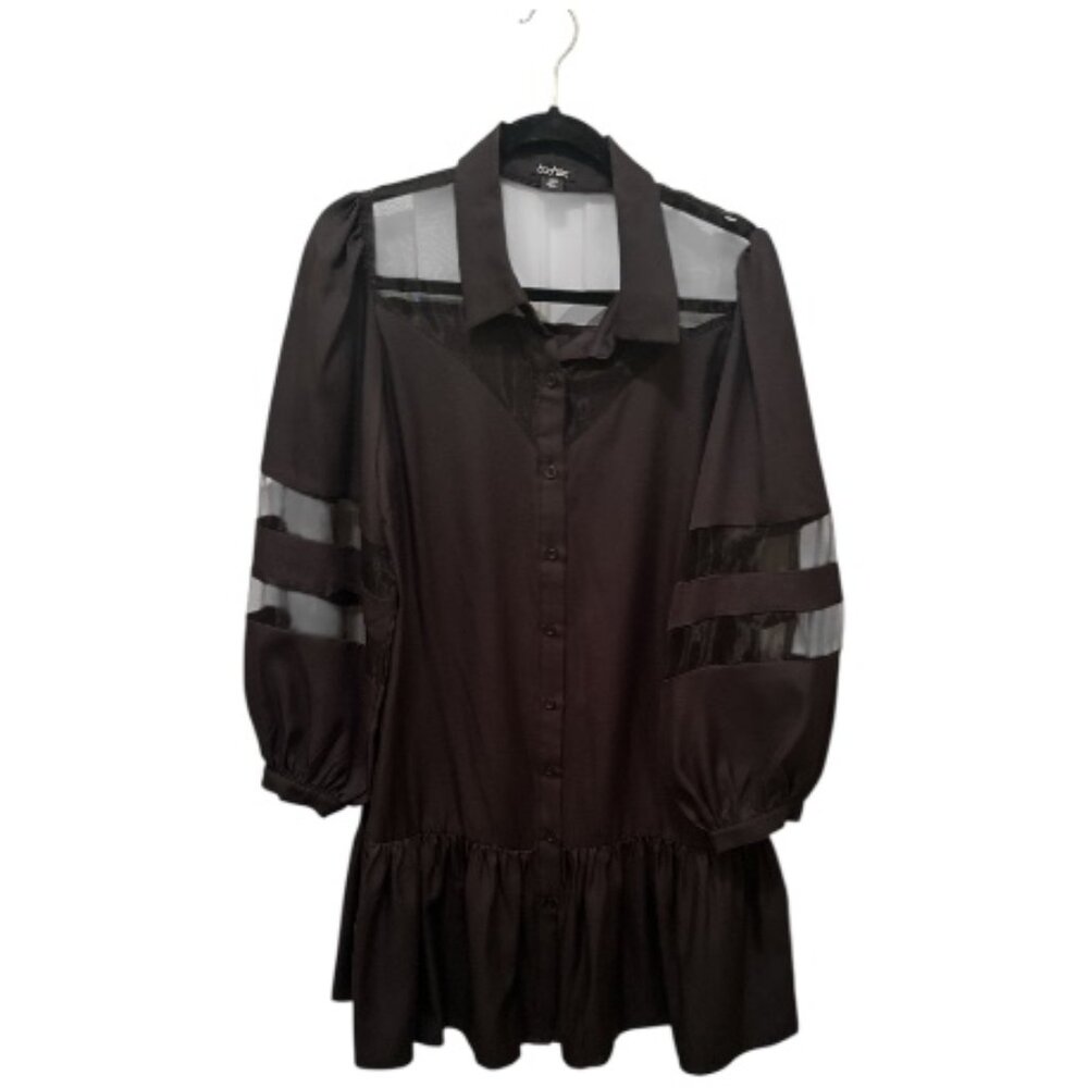 Boohoo Black Mesh Panel Dress - Size: 12